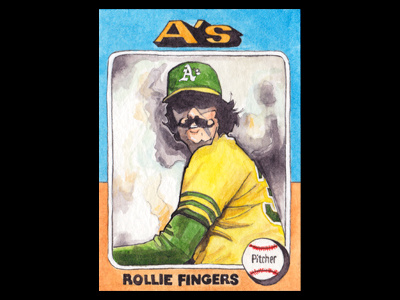 Rollie Fingers art baseball pen rollie fingers illustration sports watercolor