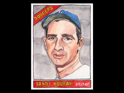 Sandy Koufax art baseball custom ink pen sandy koufax illustration sports watercolor