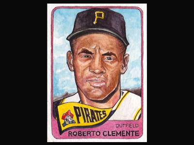 Roberto Clemente art baseball custom ink pen roberto clemente illustration sports watercolor