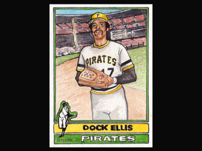 Doc Ellis art baseball custom dock ellis illustration ink pen sports watercolor