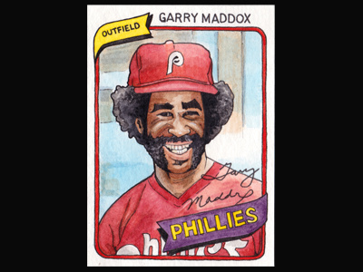 Gerry Maddox art baseball custom gerry maddox illustration ink pen philadelphia phillies sports watercolor