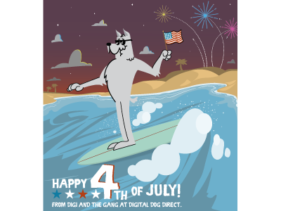 Fourth of July Illustration for Digital Dog Direct beach digital illustration july summer surfing type vector