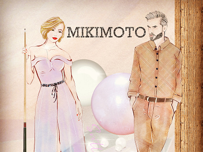 MIKIMOTO brending cartoon character couple drawing fashion illustration illustraion jewelry pearls sketch wedding