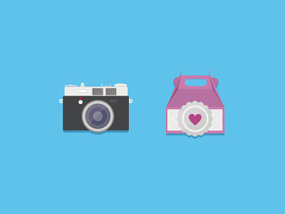 Icon set camera gift icon illustration