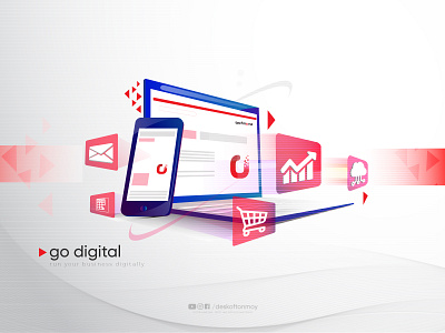 GO DIGITAL - A conceptual cover Illustration banner brand branding cover photo design digital illustrations social media design tech vector vector design