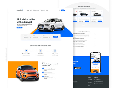 Auto Fast - Car Rental Website UI Landing Page Design landing page rental app ui rental website rental website ui design ui ui design ui landing page uiux design ux ux design