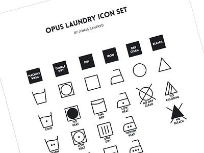 Opus Laundry Icon Set chlorine icon icon set icons ironing laundry line dry tumble dry washing