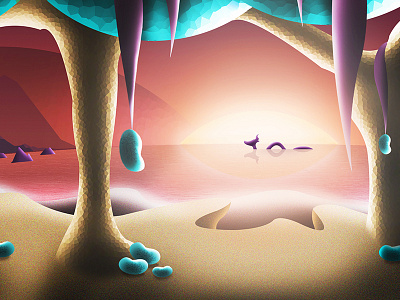 The Beach alien beach illustration planet scene