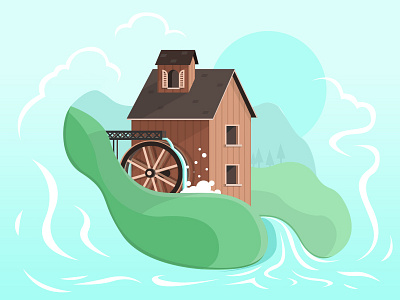 Small House #2 building home house illustration water wheel