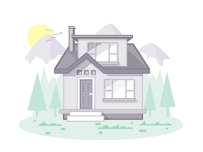 Small Mountain Home building home house illustration landscape