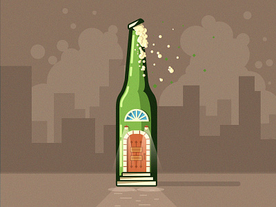 Small House #15 beer bottle building home house illustration landscape