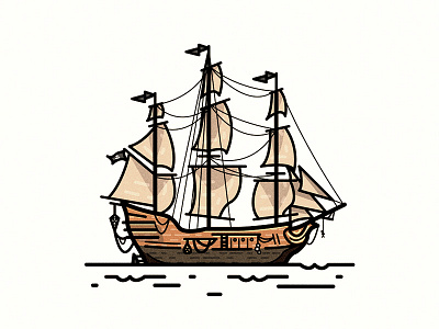 Queen Anne's Revenge annes blackbeard boat illustration pirate queen revenge ship