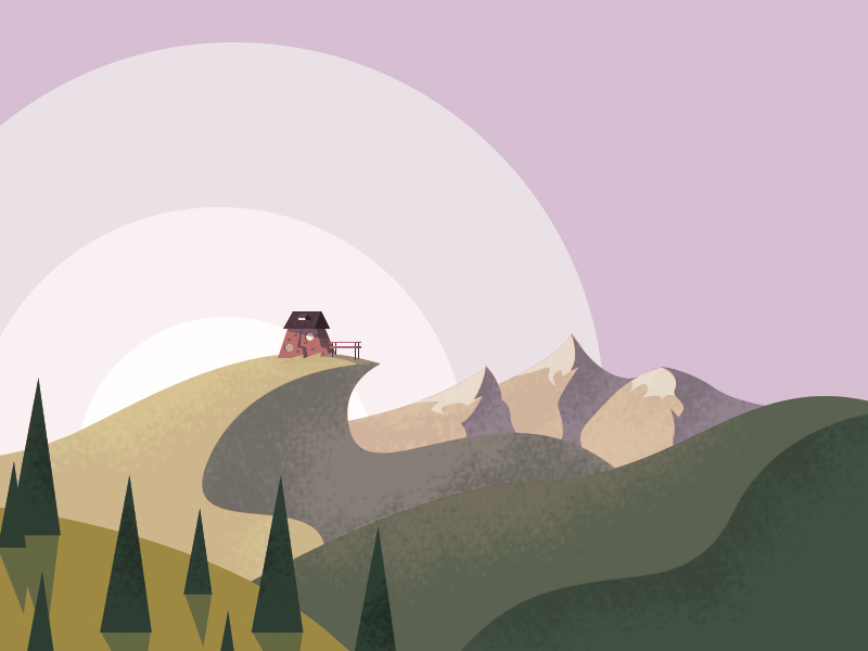 House on a hill by Zalman Wainhaus on Dribbble