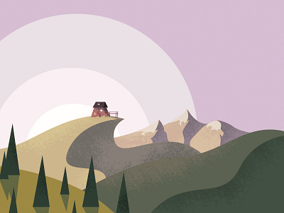 House on a hill hill house illustration landscape mountain