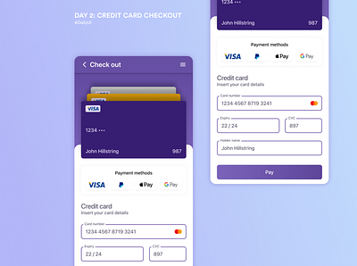Credit Card Payment 100daysui credit card ui dailyui design mobile app ui