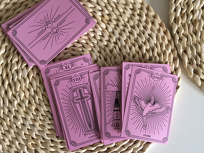 Tarot lenorman pink tarot cards lines lenormand