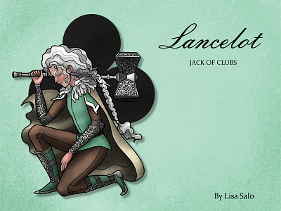 Lancelot - Jack of clubs card design cards character character design clubs illustration ink pastel craft paper jack