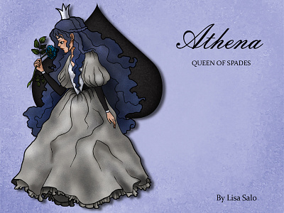 Athena - Queen of spades card design cards character character design illustration ink pastel craft paper queen spades