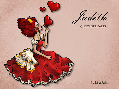 Judith - Queen of hearts card design cards character character design hearts illustration ink pastel craft paper queen