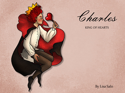 Charles - King of Hearts card design cards character character design hearts illustration ink pastel craft paper king