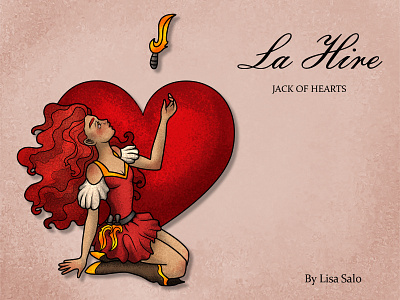La Hire - Jack of hearts card design cards character character design hearts illustration ink pastel craft paper jack