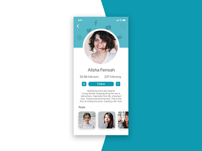 User Profile | Daily UI #006 app app design blue dailyui dailyui006 design facebook illustration illustrator instargam profile snapchat ui ui design uiux ux uxui