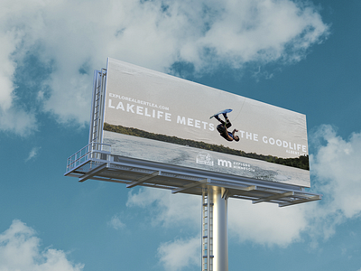 Lake Life Meets the Good Life billboard billboard design billboard mockup design explore lakes lockup minnesota nature outside typography unsplash