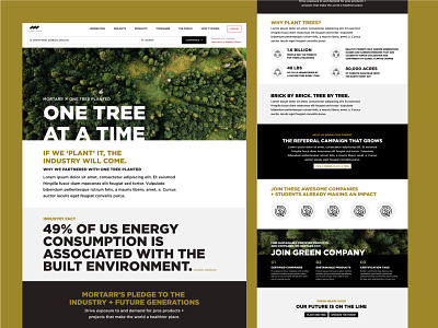 MORTARR x ONE TREE PLANTED branding carbonfootprint climate climatecrisis design earth environment environmentaldesign landing page onetreeplanted sustainability typography webdesign website