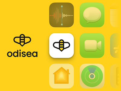 odisea icon app app design app logo bee graphic design icon icon design logo logo design mascot minimal minimalist playful web icon web logo yellow