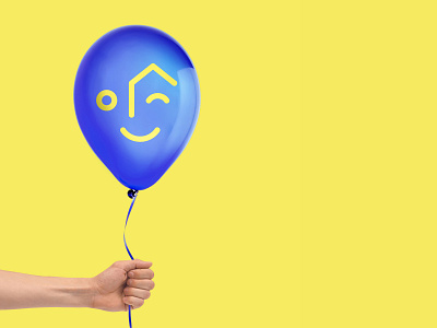A house and a happy face for a logo balloon brand face icon logo mortgages smile smiley face