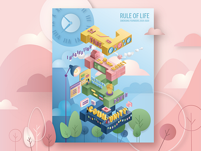 Rule of Life Illustration Poster colors core values illustration illustration design isometric isometric illustration letters poster typography
