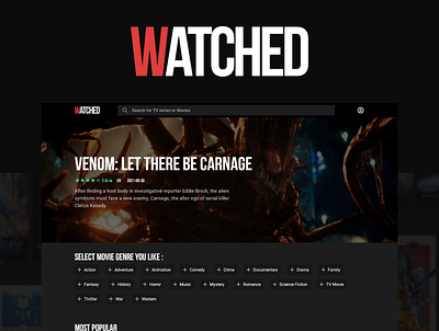 Watched - Movie App api app design movies react reactjs ui ux