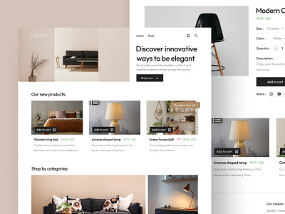 eCommerce furniture store branding clean design ecommerce furniture minimalist store ui ux website