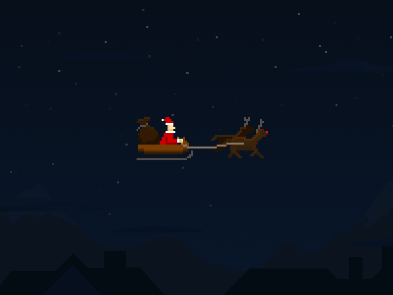 Santa came a little late this year 8 bit animated animation christmas cycle gif late rudolph run running santa
