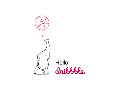 Hello Dribbble! ball cute elephant hello hellodribbble helloworld hi sf