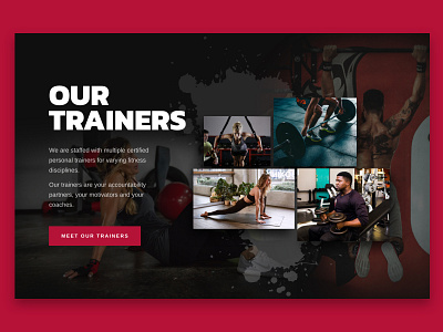 Section dark theme fitness graphic design gym sections splash web design web layout