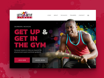 Let's get it fitness bold fit fitness graphic design splash web design workout