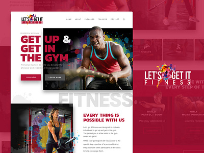 Let's get it fitness. Full design fitness graphic design gym splash web design