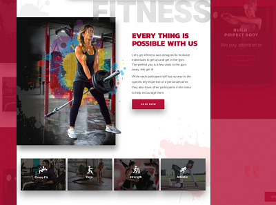 Let's get it fitness. Full design fitness graphic design gym splash web design