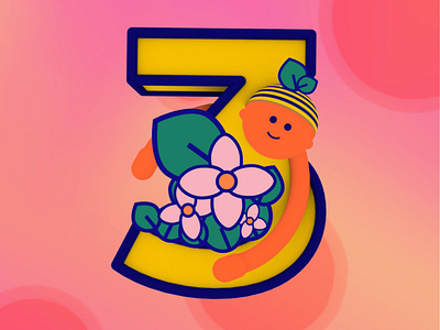 3 for 36 Days of Type 36days 36daysoftype aftereffects baby characterdesign child flower flowers illutration lettering number type