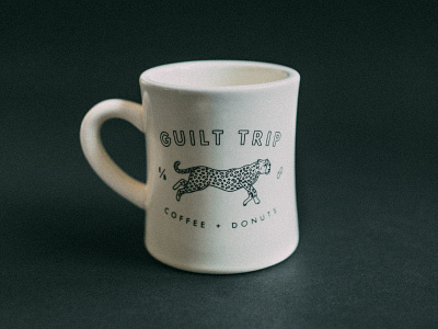 Guilt Trip Coffee & Donuts Diner Mug badass belfast branding cheetah coffee shop design diner mug hand lettering illustration vintage