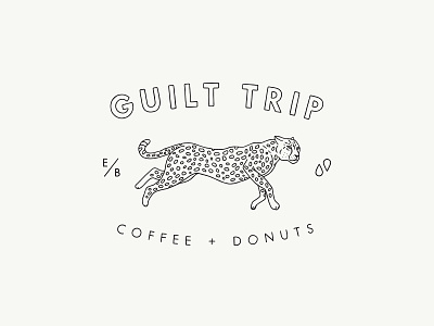 Guilt Trip Coffee + Donuts Cheetah Seal belfast branding cheetah coffee donuts hand illustrated identity illustration logo design seal vintage