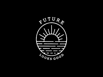 Hand-Illustrated Crest for Future Looks Good branding branding and identity crest editorial hand illustrated identity logo design monoline photography brand seal sunset vintage
