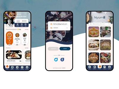 Nyumii Food App Concept - Mobile Design iOS designs food app illustration ios app design mobile app mobile design uiux user experience user interface