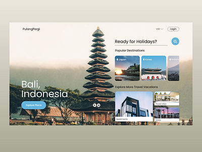 Travel Web Design Concept - PulangPergi design illustration minimal uiux user experience user interface web webdesign website website design