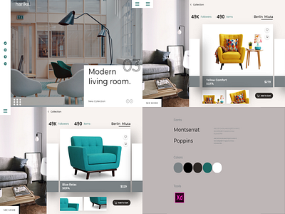 Harika - Home Furniture Website Design designs uiux user experience user interface webapp design webdesign