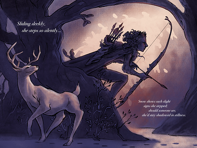 Huntress Storybook Spread childrens books fantasy illustration natural painting picture book storybook