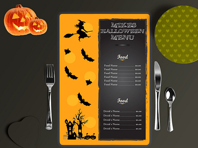 Food menu card . Special Menu card Design For This HALLOWEEN