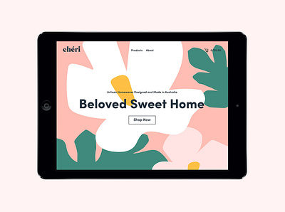 Chéri Home Decor Website branding cushion design home decor illustration