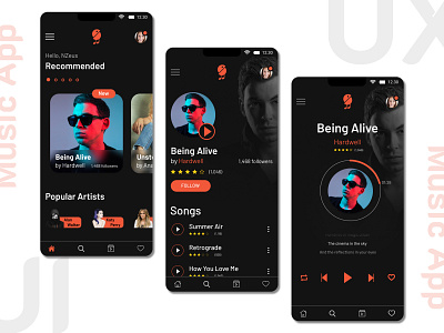 Music App UI Design android app figma figmadesign iphone mobile music playlist song spotify ui ux